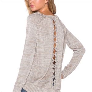 Amuse Society Brooke Sweater Metallic Silver Small